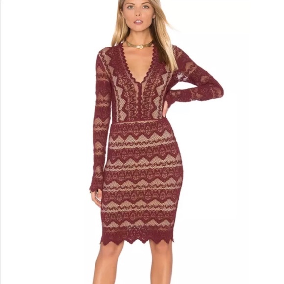 Nightcap Dresses & Skirts - NWT NIGHTCAP SIERRA LACE V NECK Long Sleeve Dress Garnet Sz 1